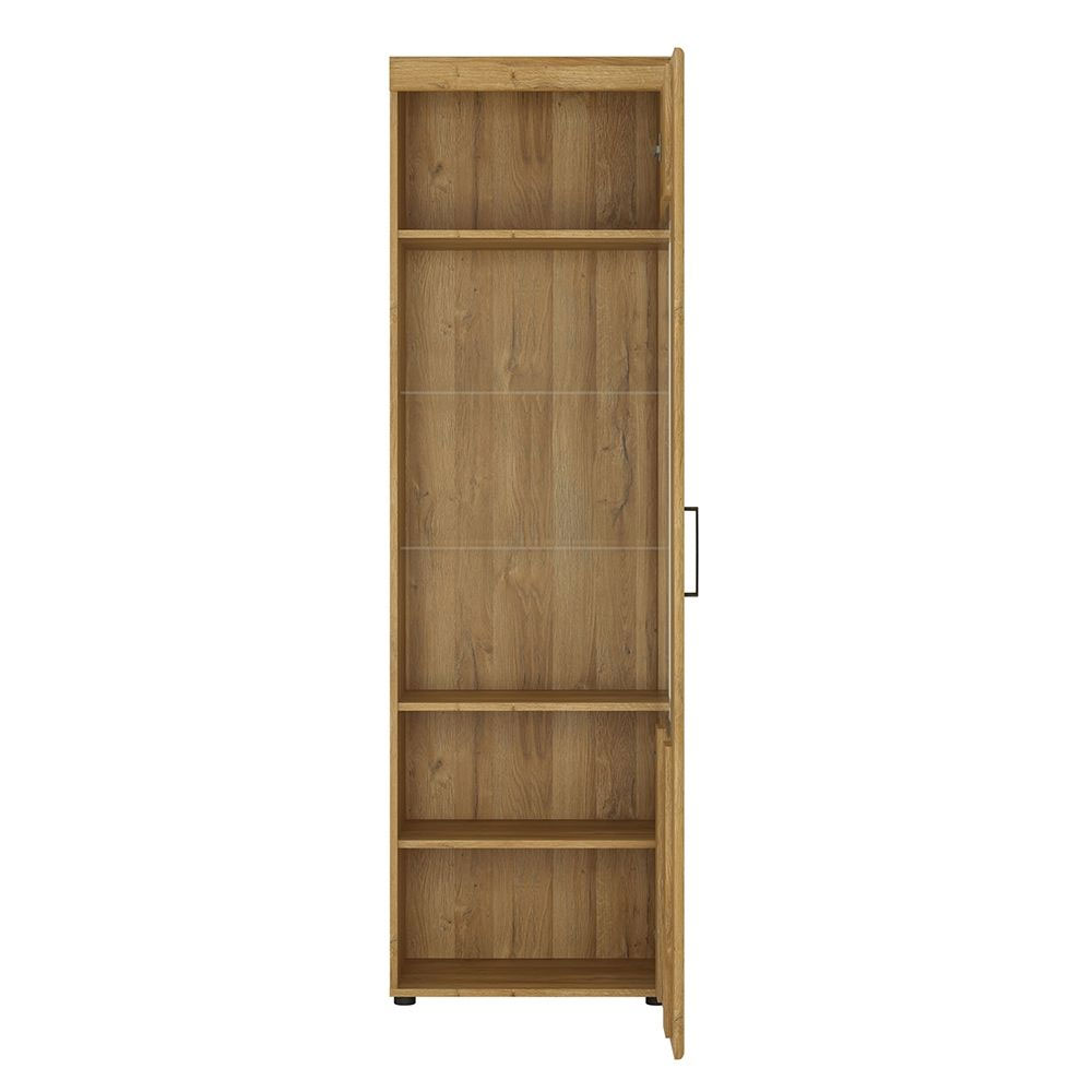 Corco Tall Wooden Right Handed Display Cabinet in Grandson Oak