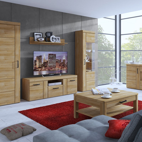 Corco Wooden Wall Shelf Small In Grandson Oak