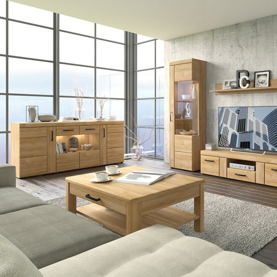 Corco Wooden Wall Shelf Small In Grandson Oak