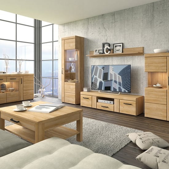 Corco Wooden Wall Shelf Large In Grandson Oak