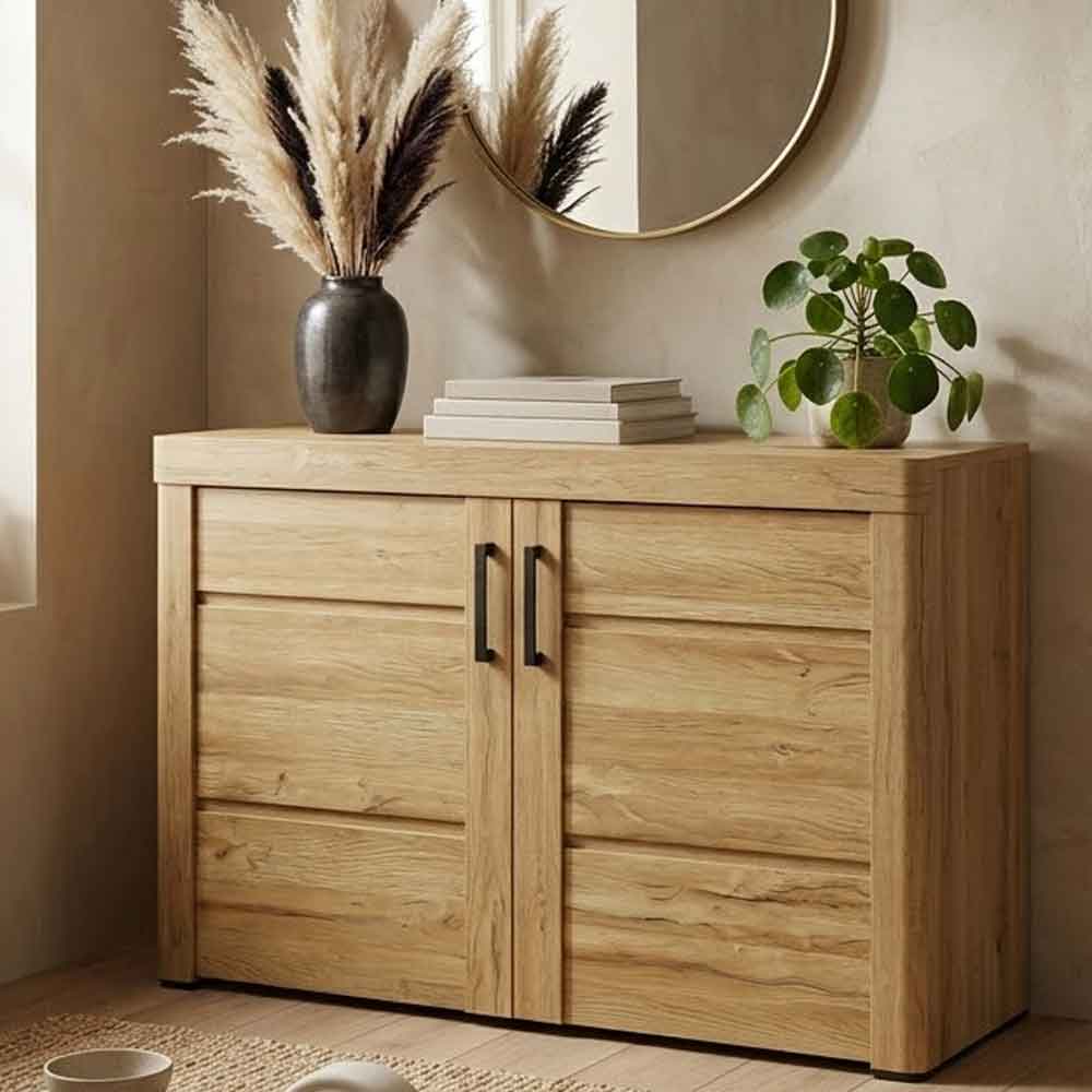 Corco Wide Wooden Shoe Storage Cabinet in Grandson Oak