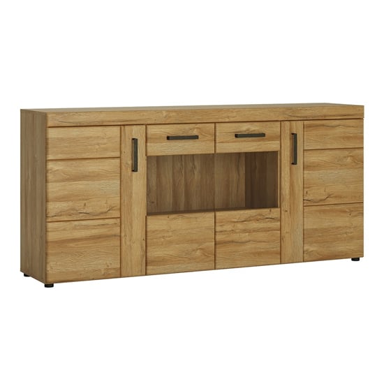 Photo of Corco wooden 4 doors wide sideboard in grandson oak