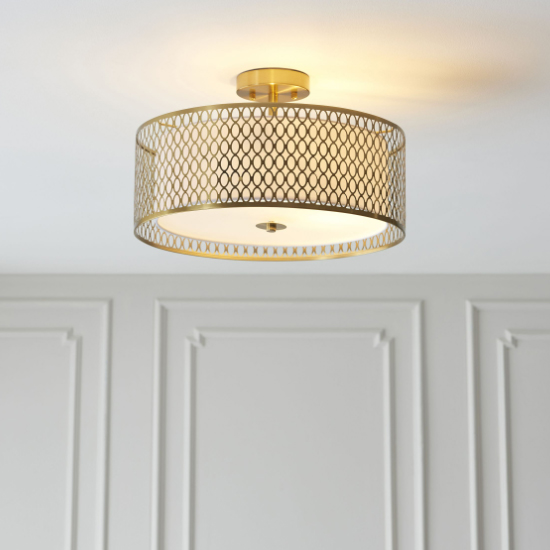 Caneadea Round Flush Ceiling Light In Gold