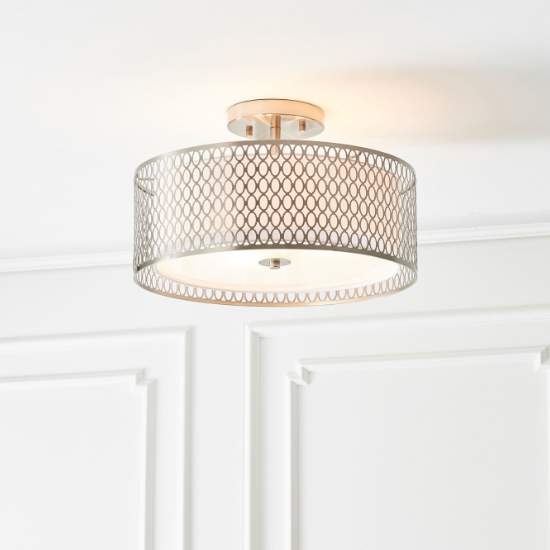 Caneadea Round Flush Ceiling Light In Satin Nickel