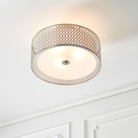 Caneadea Round Flush Ceiling Light In Satin Nickel