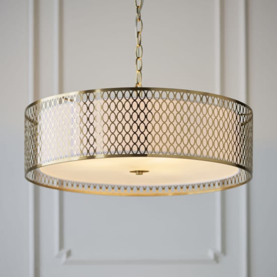 Product photograph of Cordero Round Pendant Light In Gold from Furniture in Fashion