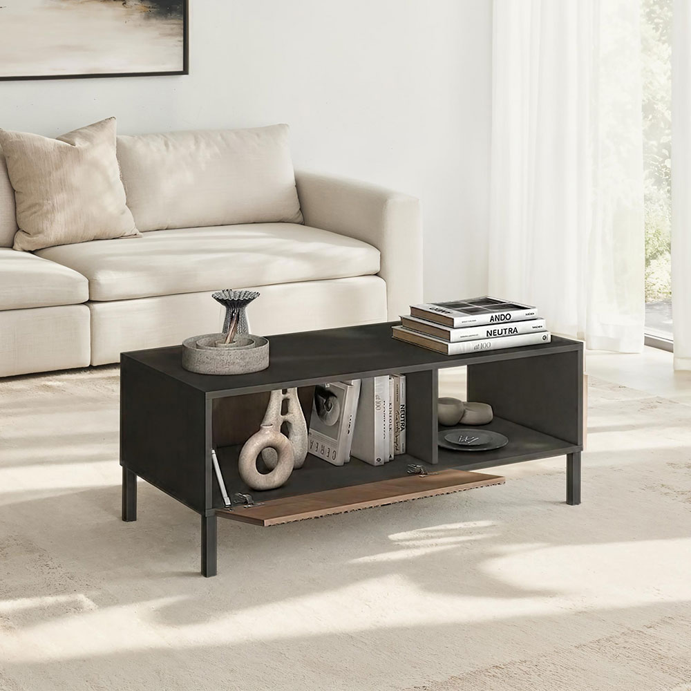 Cordina Wooden Coffee Table with 2 Doors in Lava and Mercure