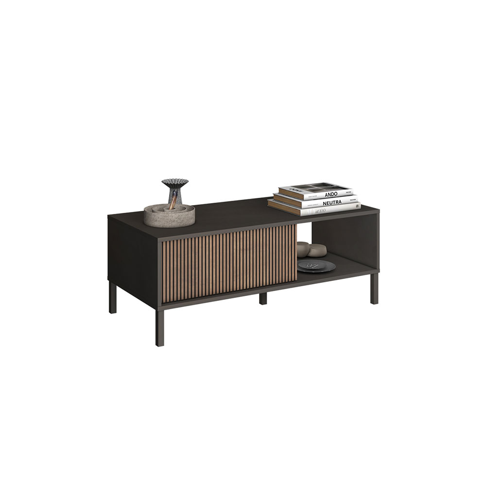 Cordina Wooden Coffee Table with 2 Doors in Lava and Mercure