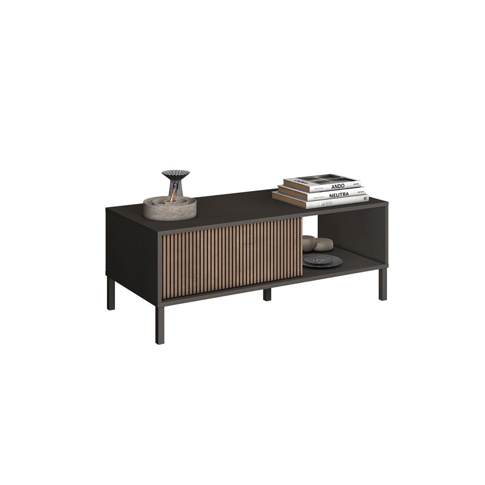 Cordina Wooden Coffee Table with 2 Doors in Lava and Mercure