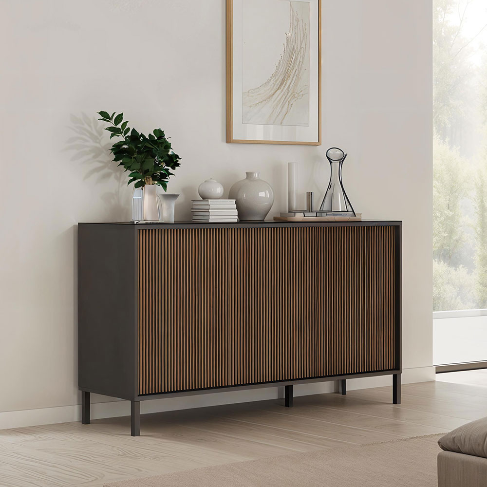 Cordina Wooden Sideboard with 3 Doors in Lava and Mercure