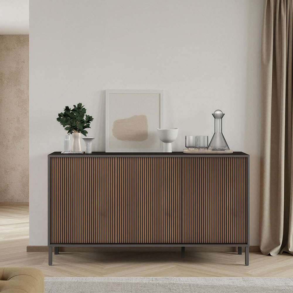 Cordina Wooden Sideboard with 3 Doors in Lava and Mercure
