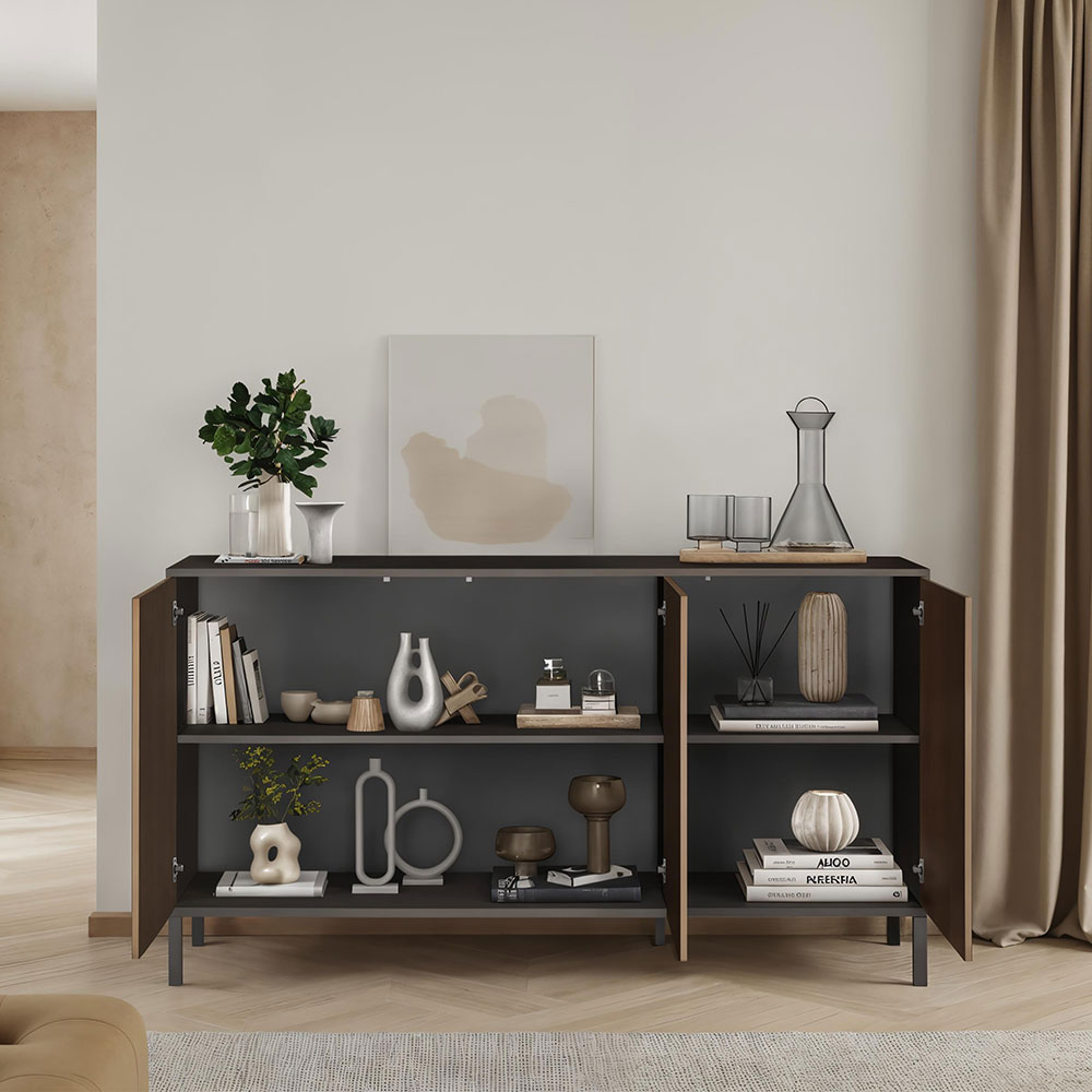 Cordina Wooden Sideboard with 3 Doors in Lava and Mercure