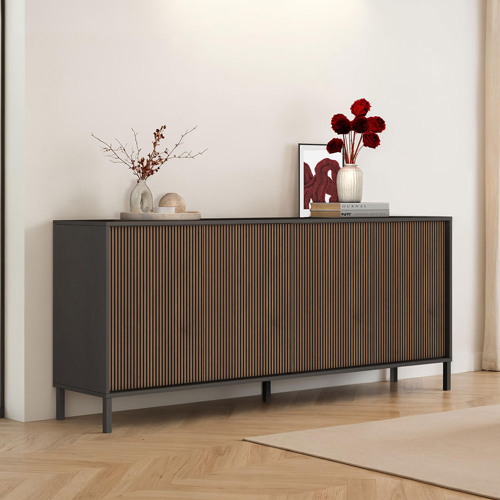 Cordina Wooden Sideboard with 4 Doors in Lava and Mercure