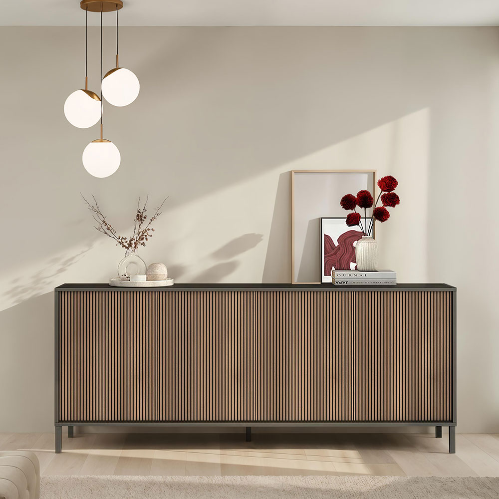 Cordina Wooden Sideboard with 4 Doors in Lava and Mercure