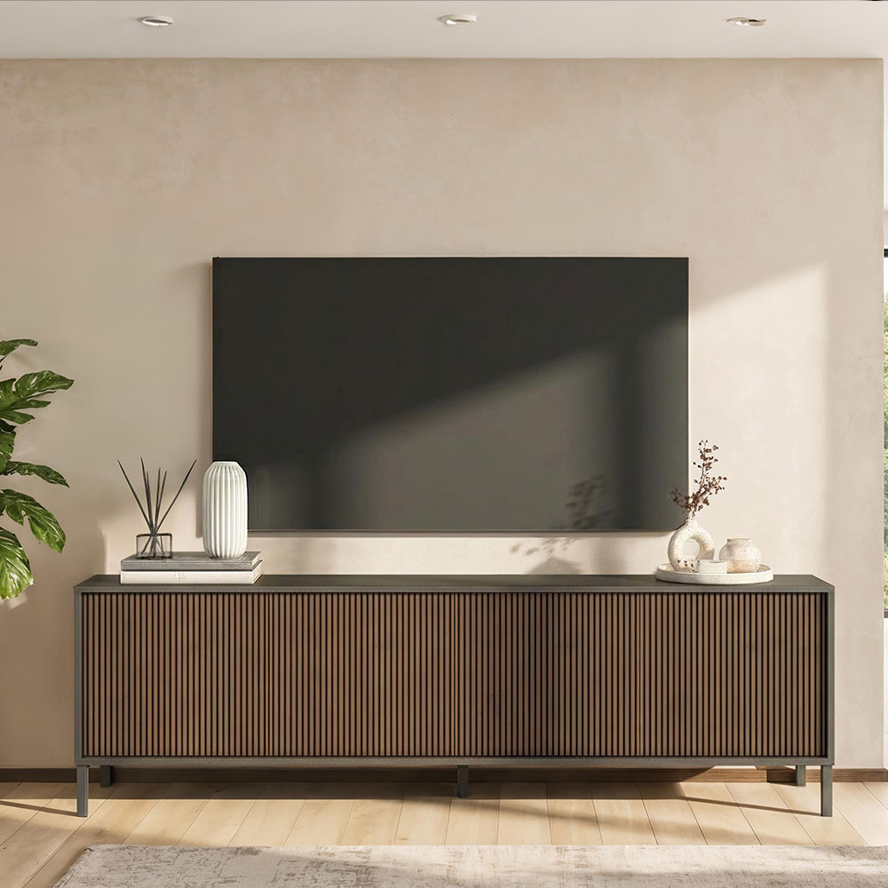 Cordina Wooden TV Stand with 4 Doors in Lava and Mercure