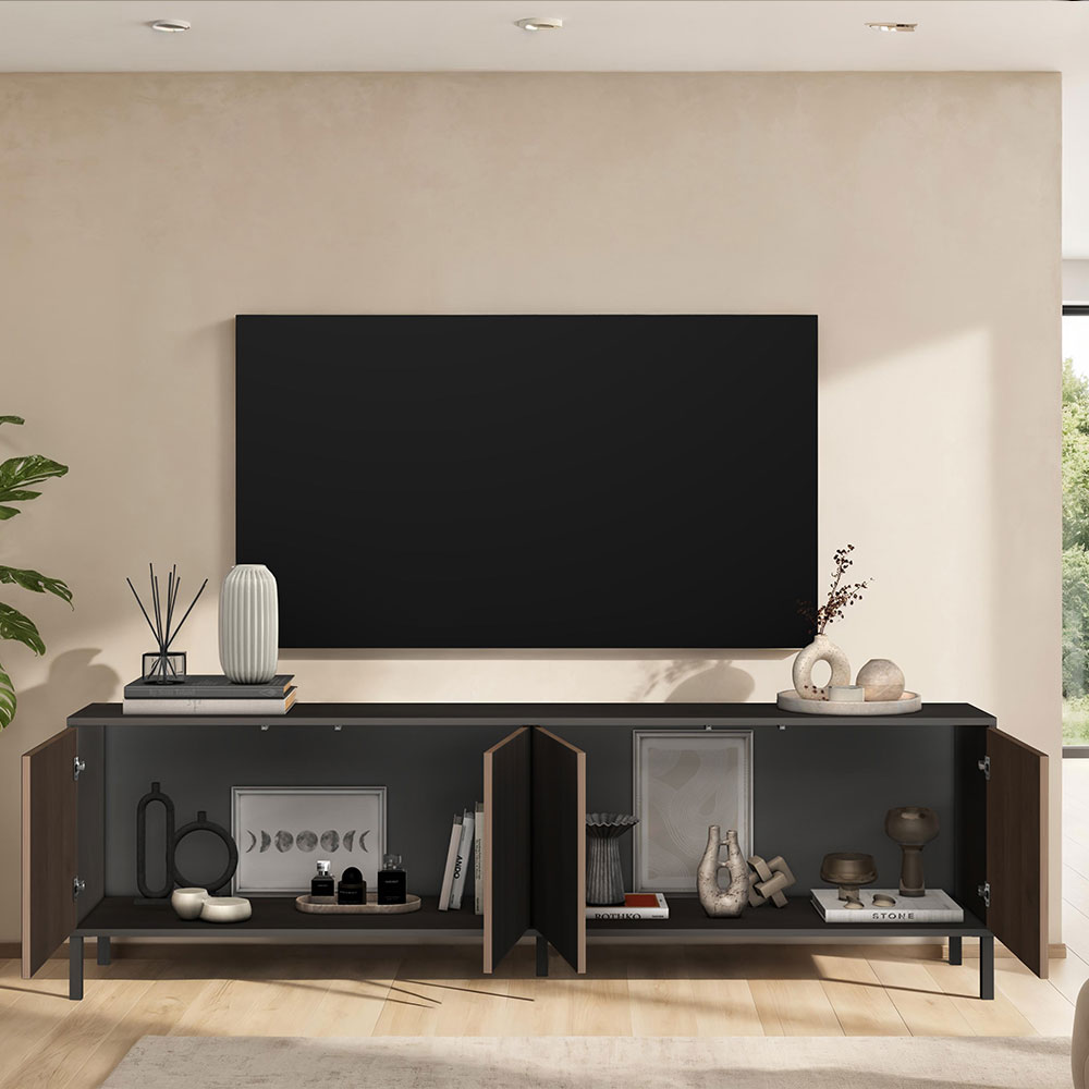 Cordina Wooden TV Stand with 4 Doors in Lava and Mercure
