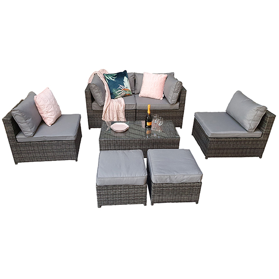 Product photograph of Cordoba Modular Lounge Sofa Set In Mixed Flat Grey Weave from Furniture in Fashion