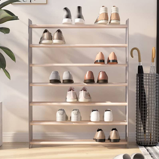 Photo of Cordova 7 tier extra wide wooden shoe storage rack in grey