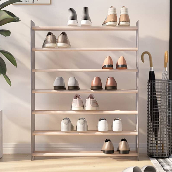 Cordova 7 Tier Extra Wide Wooden Shoe Storage Rack In Grey