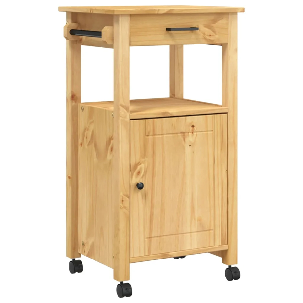 Cordova Wooden Kitchen Trolley With 1 Door 1 Drawer In Brown