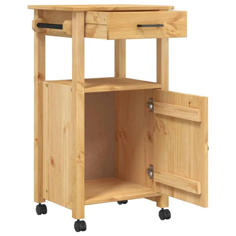 Cordova Wooden Kitchen Trolley With 1 Door 1 Drawer In Brown