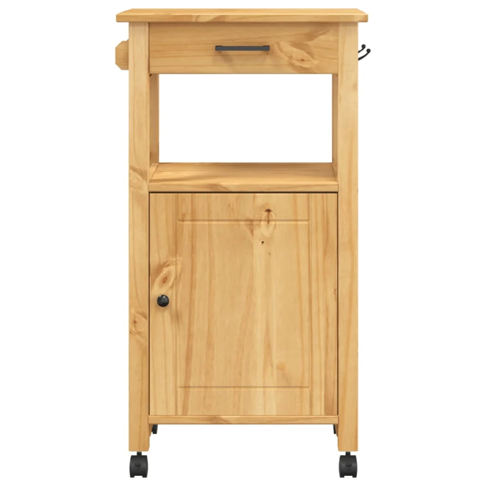 Cordova Wooden Kitchen Trolley With 1 Door 1 Drawer In Brown