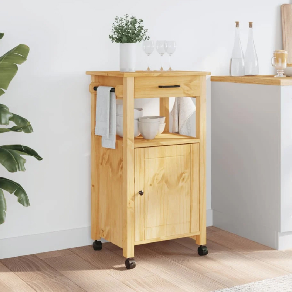 Read more about Cordova wooden kitchen trolley with 1 door 1 drawer in brown