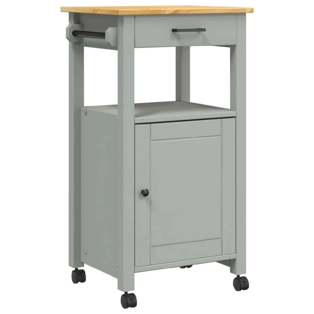 Cordova Wooden Kitchen Trolley With 1 Door 1 Drawer In Grey Brown