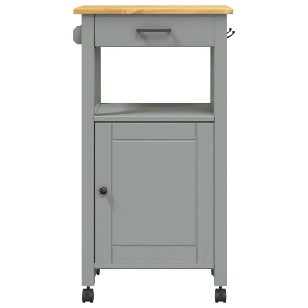 Cordova Wooden Kitchen Trolley With 1 Door 1 Drawer In Grey Brown