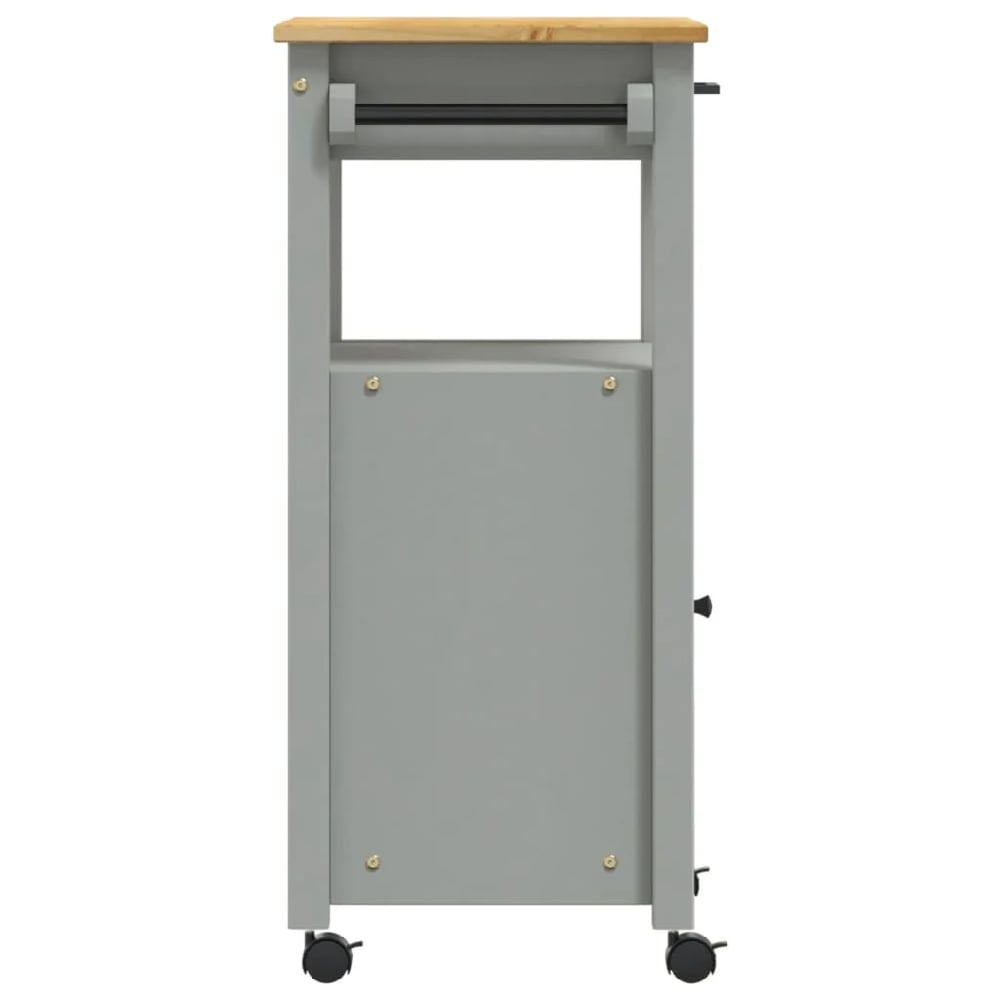 Cordova Wooden Kitchen Trolley With 1 Door 1 Drawer In Grey Brown