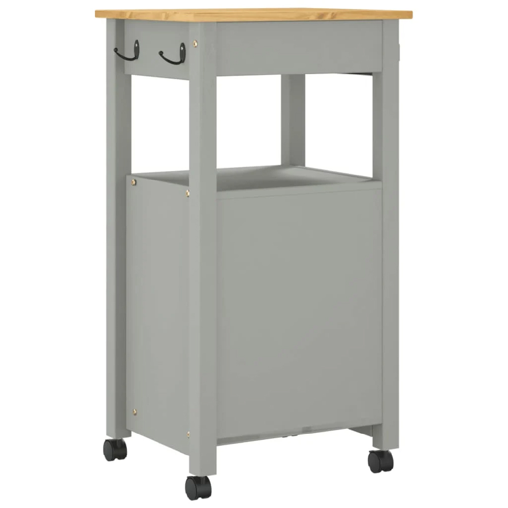 Cordova Wooden Kitchen Trolley With 1 Door 1 Drawer In Grey Brown