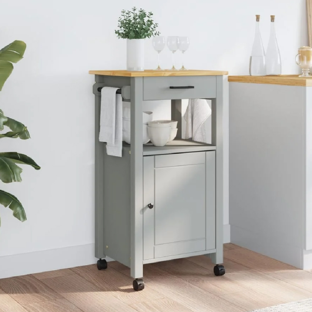 Read more about Cordova wooden kitchen trolley with 1 door 1 drawer in grey brown