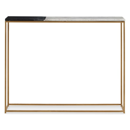 Product photograph of Cordue Black And White Marble Top Console Table With Gold Frame from Furniture in Fashion