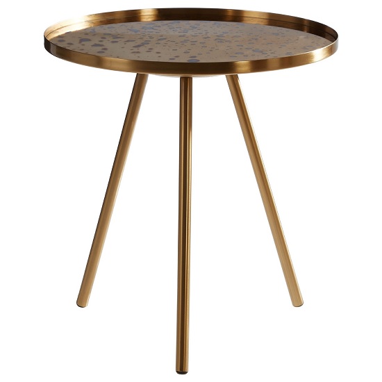 Cordue Glass Side Table Round In Gold Metal Finish