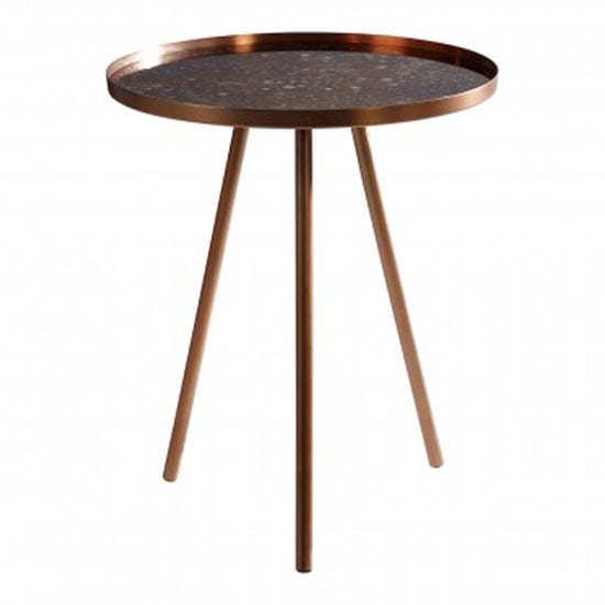 Photo of Cordue glass top side table in matte copper