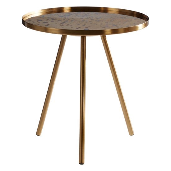 Product photograph of Cordue Round Glass Top Side Table In Warm Gold from Furniture in Fashion