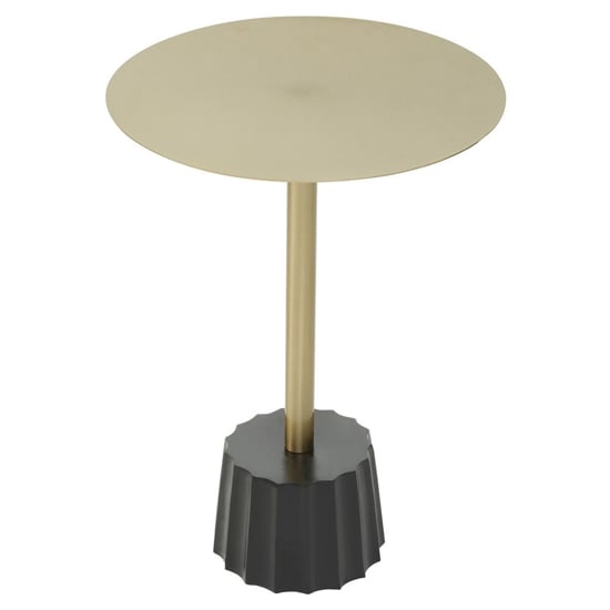 Cordue Round Metal Side Table With Black Base In Gold
