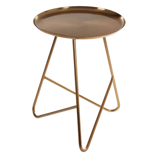 Cordue Round Metal Side Table In Brass_2