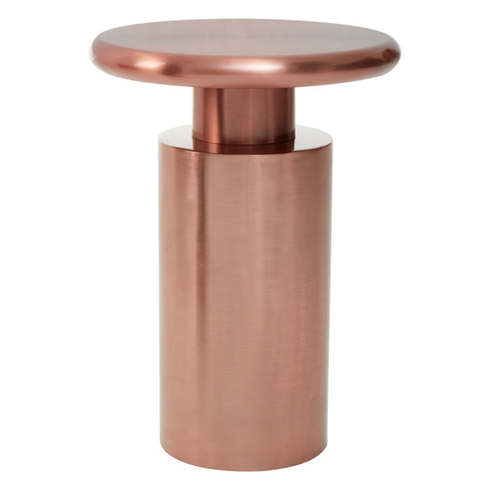Cordue Round Metal Side Table In Copper Cylindrical Base_2