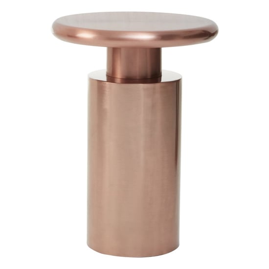 Read more about Cordue round metal side table in copper cylindrical base