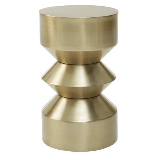 Photo of Cordue round metal side table in warm gold