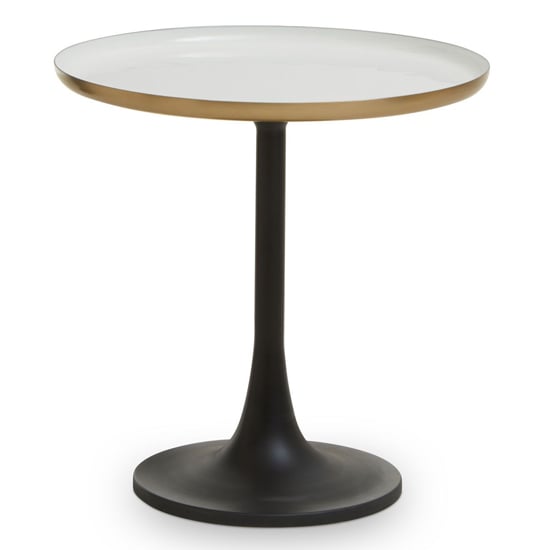 Read more about Cordue white enamel top side table with black metal base