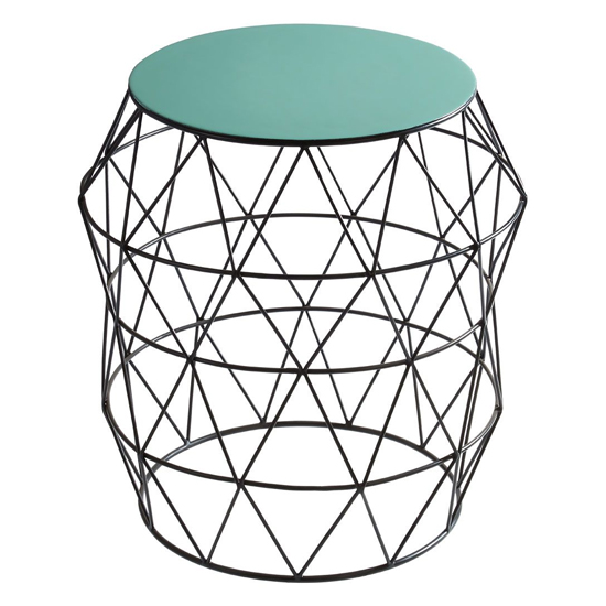 Coreca Round Metal Side Table With Black Base In Green Furniture in