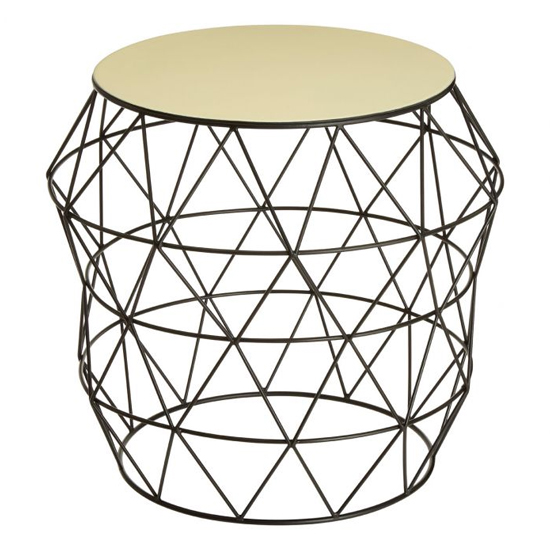 Coreca Round Metal Side Table With Black Base In Ivory Furniture in