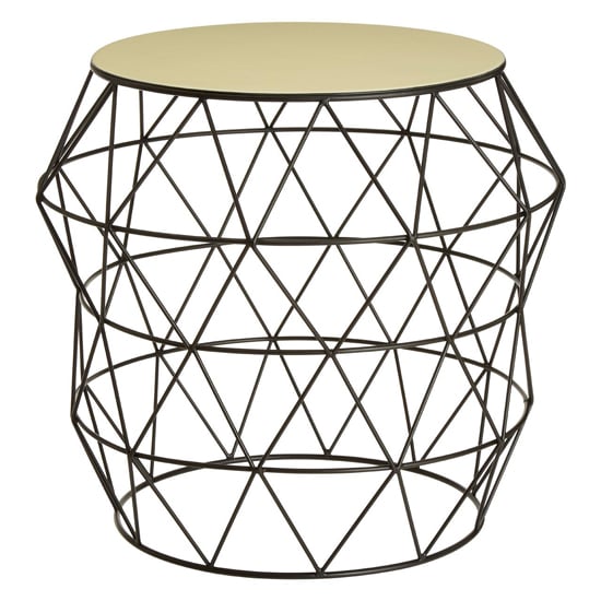 Read more about Coreca round metal side table with black base in ivory