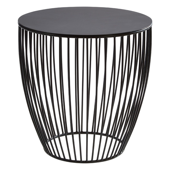 Coreca Round Metal Side Table With Tapered Base In Black Furniture in