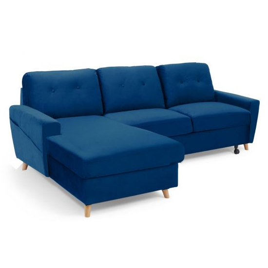 Coreen Velvet Left Hand Facing Chaise Sofa Bed In Blue_3