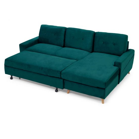 Coreen Velvet Left Hand Facing Chaise Sofa Bed In Green_5