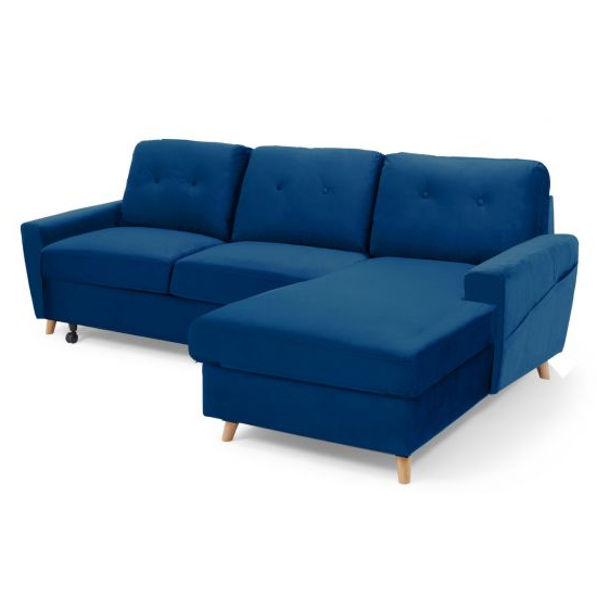 Coreen Velvet Right Hand Facing Chaise Sofa Bed In Blue_3