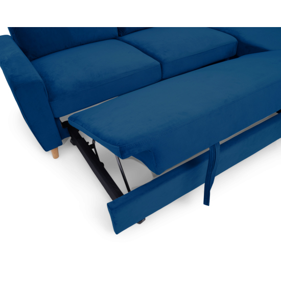 Coreen Velvet Right Hand Facing Chaise Sofa Bed In Blue_6